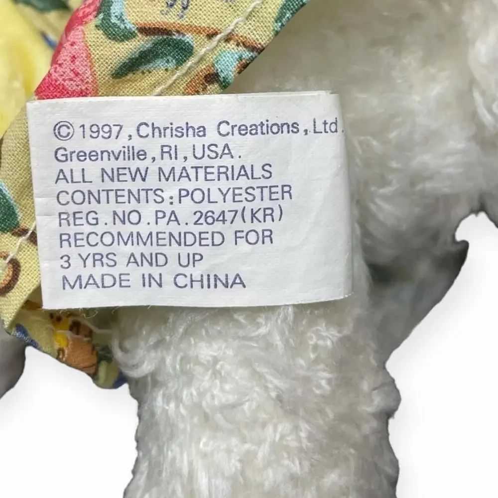 Vtg Chrisha Playful Bunny Rabbit Plush 1997 Yellow Floral Dress Stuffed Animal